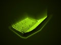 Quran kareem. the sacred book of islam. greenly glowing arabic text with light rays. 3d style vector illustration.