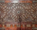 Quran reading bench with arabesque tongue and groove assembled, inlaid with ivory and ebony, Rifai Mosque, Cairo, Egypt