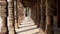 Qutub minar complex colonnade ruins in delhi