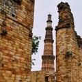Qutub Minar New Delhi, India, The tallest minaret in India is a marble and red sandstone tower that represents the beginning of Mu