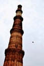 Qutub Minar New Delhi, India, The tallest minaret in India is a marble and red sandstone tower that represents the beginning of Mu