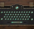 qwerty sci-fi steampunk typewriter panel with gilt bordering Royalty Free Stock Photo