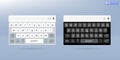 QWERTY Smartphone keyboard icon symbol. Light Mode Keyboard. black screen keyboard with english qwerty alphabet buttons for device