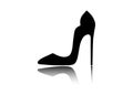 Woman shoes with high heels. Graphic design. Image for store, company, business logo. Vector sign isolated on white