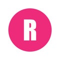 Letter R logo symbol in pink circle. Royalty Free Stock Photo