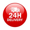24 hour delivery icon button Royalty Free Stock Photo