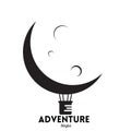 hot Air balloon. moon air balloon creative concept air transportation design logo Royalty Free Stock Photo