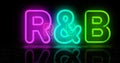 RnB Rhythm and blues music neon light 3d illustration