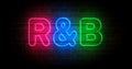 RnB Rhythm and blues music neon light 3d illustration