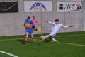 R. Bover FCA IN ACTION IN THE MATCH OF PRIMERA RFEF  FC ANDORRA 2 - 1  REAL MADRID B Royalty Free Stock Photo