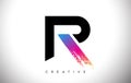 R Brush Stroke Artistic Letter Logo Design with Creative Modern Look Vector and Vibrant Colors