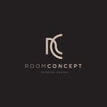 R C initial modern luxury monogram, elegant architecture logo template