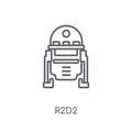 R2D2 linear icon. Modern outline R2D2 logo concept on white back