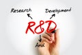 R and D - Research and Development is activities that companies undertake to innovate and introduce new products and services, Royalty Free Stock Photo