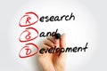 R and D - Research and Development is activities that companies undertake to innovate and introduce new products and services, Royalty Free Stock Photo