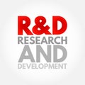 R and D - Research and Development is activities that companies undertake to innovate and introduce new products and services, Royalty Free Stock Photo