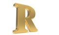 R gold romantic alphabet, 3d rendering