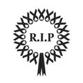 R.i.p wreat sign with black ribbon around circle vector design