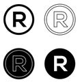 R icon vector set. symbol copyright icon vector set. trademark symbol.