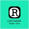 R Latter Logo, Logotype, Icon, Template Vector Logo Design With Aqua Colour background.