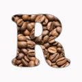 R, letter of the alphabet - coffee beans background