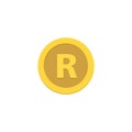 R letter, coin color icon, Element of color finance sign
