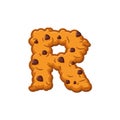 R letter cookies. Cookie font. Oatmeal biscuit alphabet symbol.