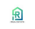 R letter creative and unique logo Icon creative monogram with home sign for real estate company