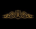 R letter initial with luxury crest