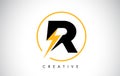 R Letter Logo Design With Lighting Thunder Bolt. Electric Bolt Letter Logo Royalty Free Stock Photo