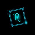 R letter glowing logo design in a rectangle banner