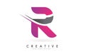 R Letter Logo with Pink and Grey Colorblock Design and Creative Cut