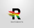 R Letter Logo With Splatter and Rasta Color. Letter R Reggae Royalty Free Stock Photo