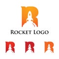 R - Letter Rocket Up Technology Logo Symbol