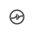 R letter script circle logo design vector