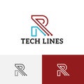 R Letter Shape Technology Lines Internet Business Logo Royalty Free Stock Photo