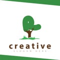 R Letter tree green logo vector template