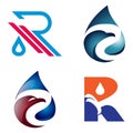 R Letter Water Oil Eagle Falcon Hawk Logo