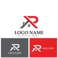 r logo design   vector for construction  home  real estate  building  property. creative elegant monogram. premium business home. Royalty Free Stock Photo