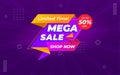 Mega sale offer banner template with editable text effect. Royalty Free Stock Photo