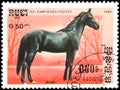 R.P. KAMPUCHEA - CIRCA 1986: A stamp printed in R.P. Kampuchea shows a Arabian Horse