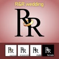 R and R Letter With Wedding Ring Logo. - Vector Royalty Free Stock Photo