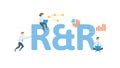 R and R, Reward and Recognition. Concept with keyword, people and icons. Flat vector illustration. Isolated on white. Royalty Free Stock Photo