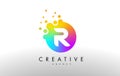 R Rainbow Dots Letter Logo. Letter Design Vector with Colorful D