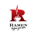 R Ramen noodle letter based logo