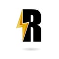 R Thunder Bolt Logo Design Concept