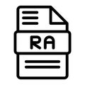 Ra File type Icons. Audio Extension icon Outline Design. Vector Illustrations Royalty Free Stock Photo