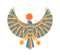 Ra - god, creator, deity or mythological creature depicted as falcon and sun disk. Legendary character from ancient