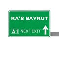 RA'S BAYRUT road sign isolated on white