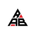 RAB triangle letter logo design with triangle shape. RAB triangle logo design monogram. RAB triangle vector logo template with red